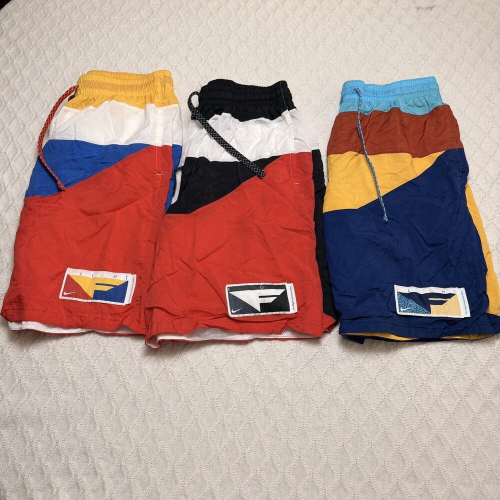 Nike Flight Series Mens XXL Colorblock Nylon Mesh Lined Shorts BUNDLE OF 3